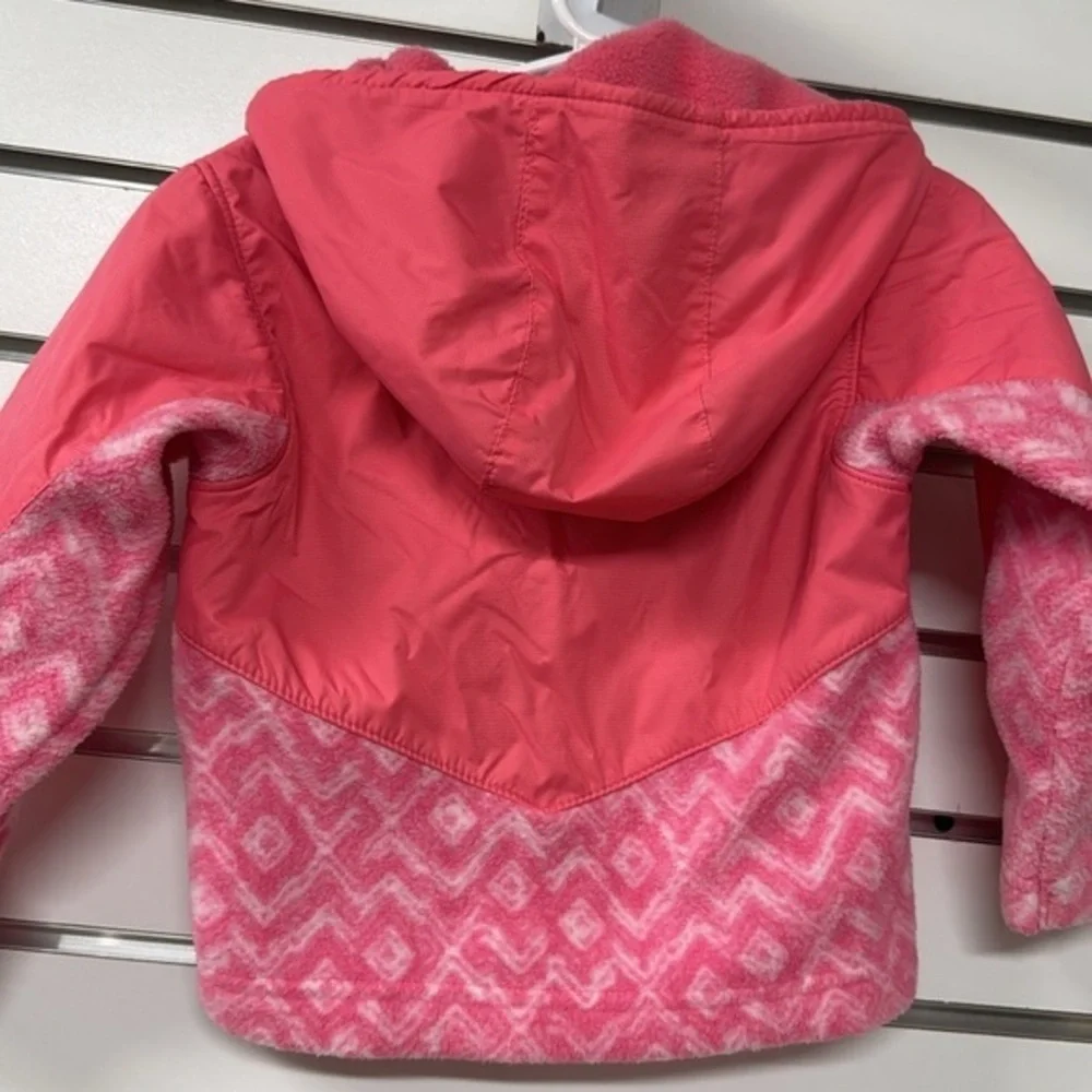Columbia Steens overlay hooded pink fleece zip‎ up toddler 2T jacket